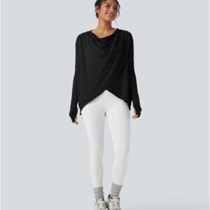 HALARA Hooded Cowl Neck Long Sleeve Thumb Hole Yoga Sports Top